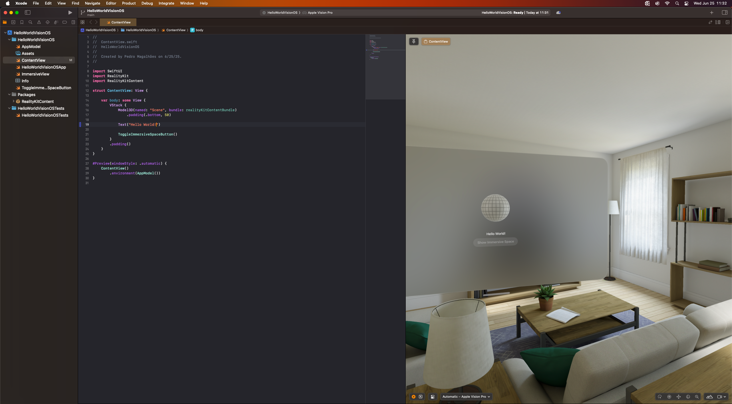 Building for Apple Vision Pro: Part 1